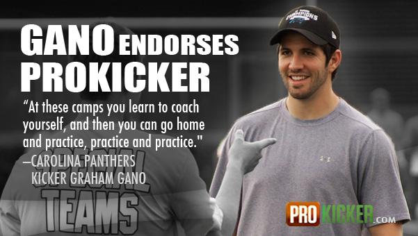 NFL Kicker Graham Gano endorses Ray Guy Prokicker.com Kicking Camps